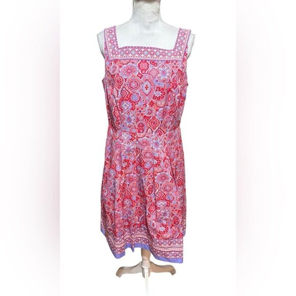 Talbots NWT Medallion Fit & Flare Square Neck Spring Summer Dress - Picture 2 of 5